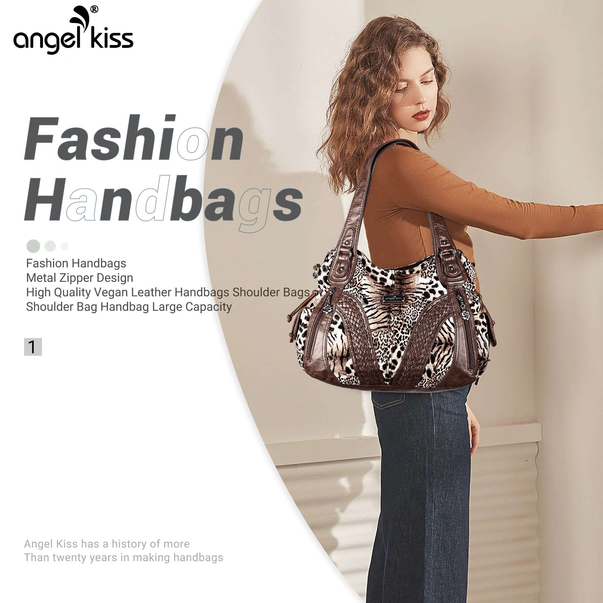 washed Leopard print Daily women Comfort hobo handbag-Angelkiss Bag