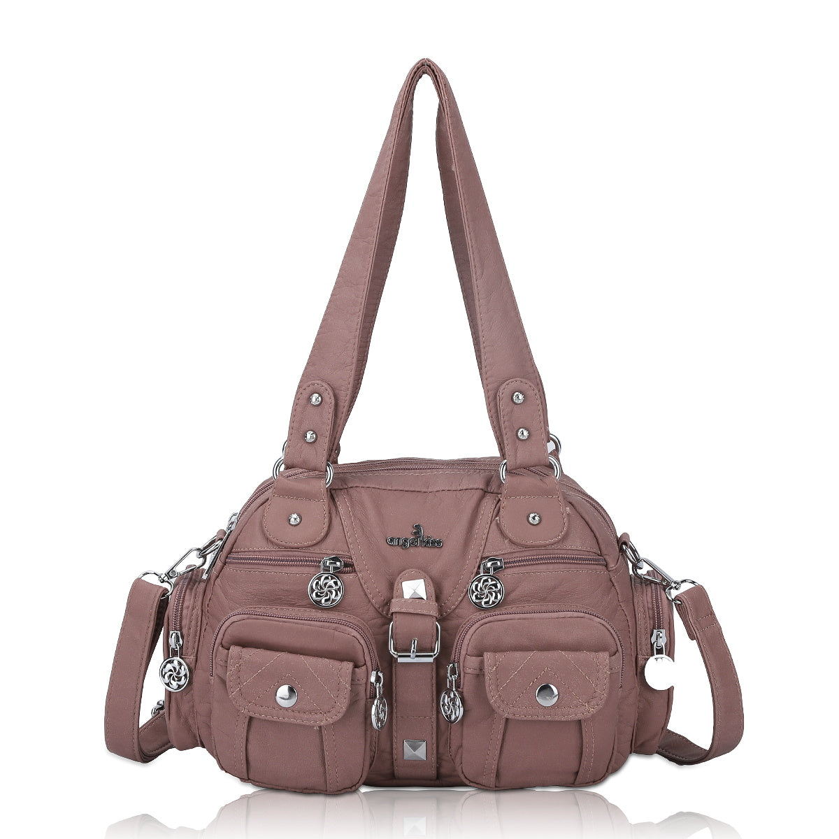 Washed Leather Handbag Unique Style For Women