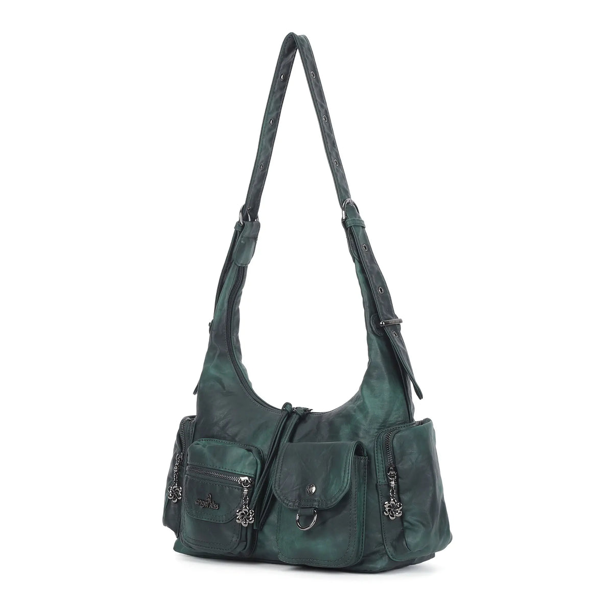 Vintage Multi-Pocket Slouchy Shoulder Bag with Utility Detail