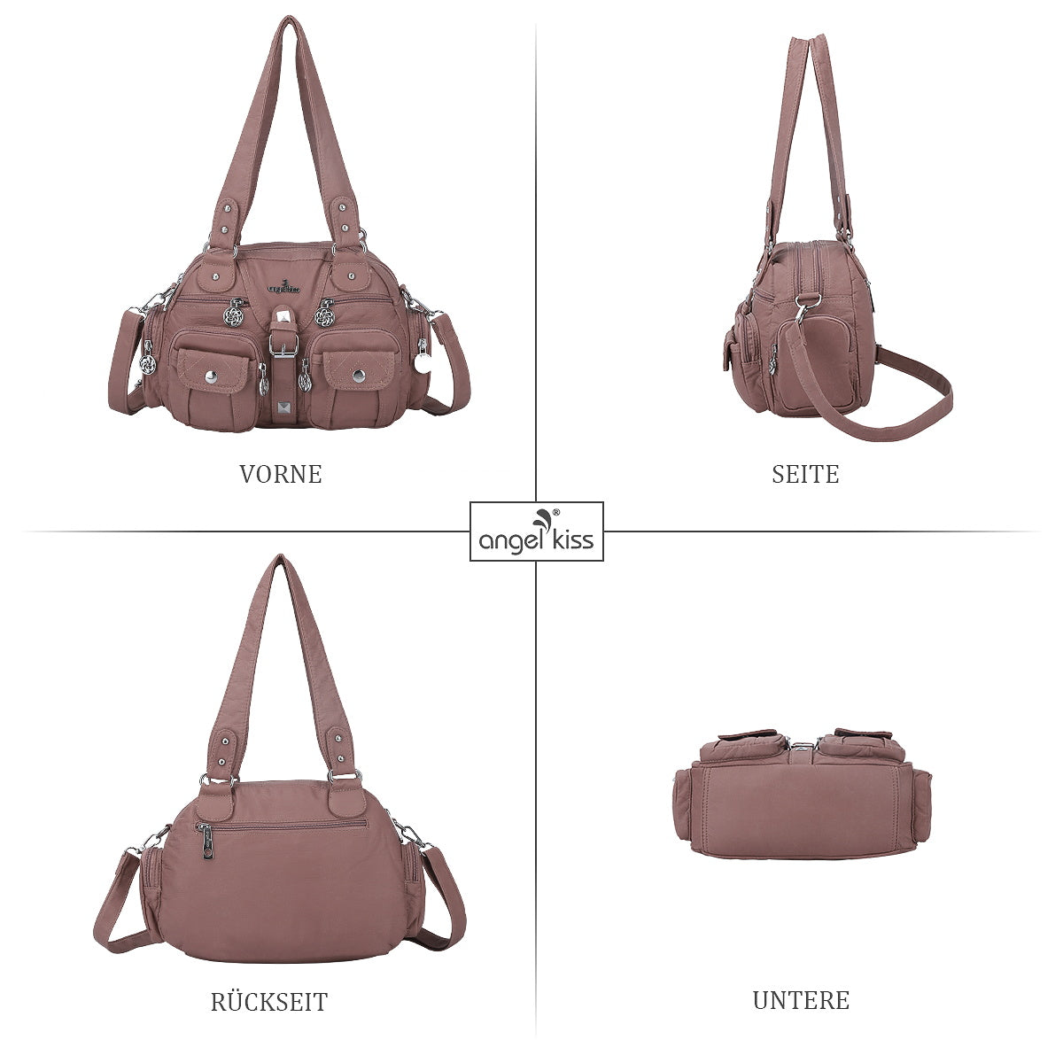 Washed Leather Handbag Unique Style For Women