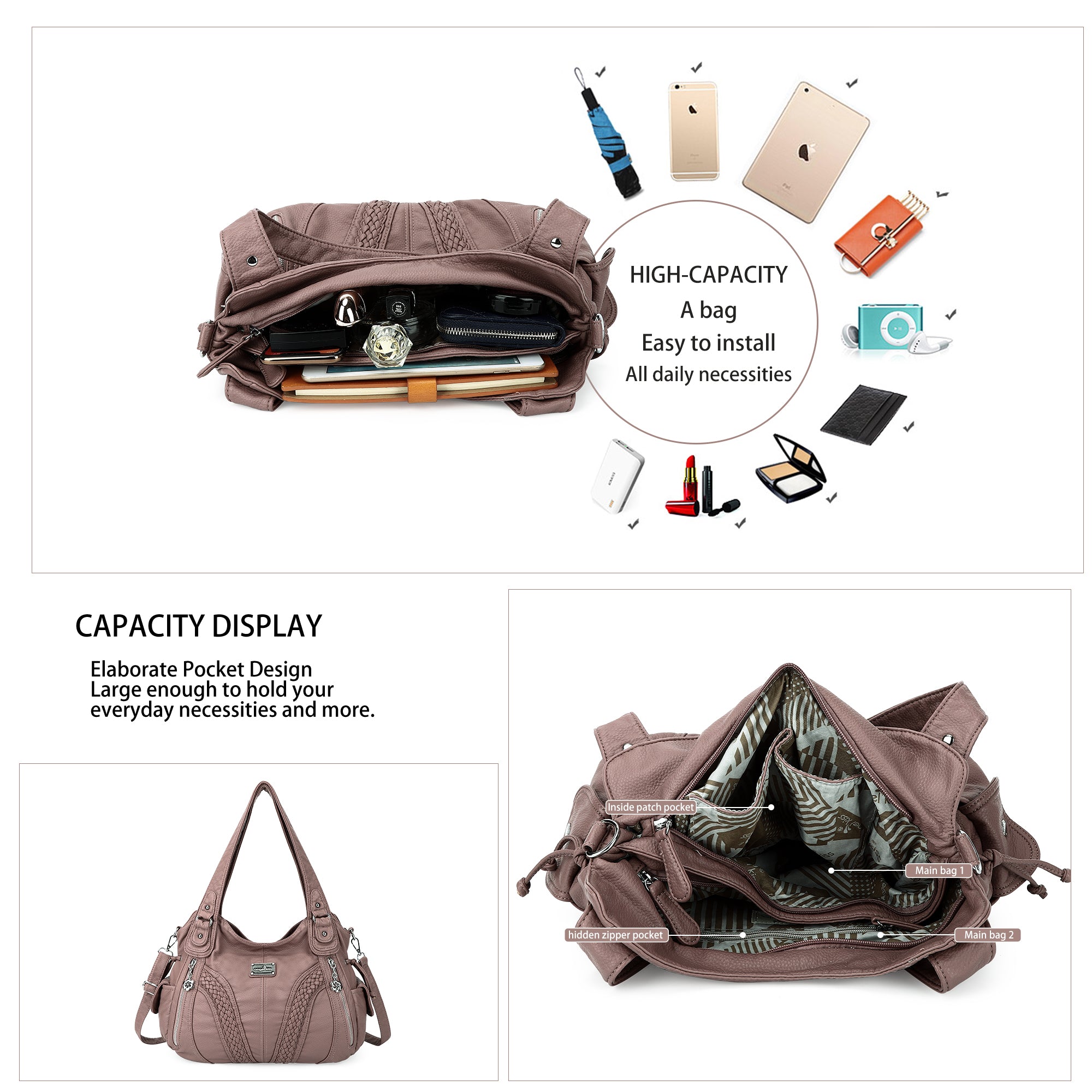 washed roomy Daily women Waterproof unique hobo handbag