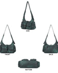 Vintage Multi-Pocket Slouchy Shoulder Bag with Utility Detail