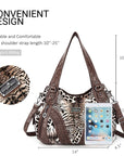 washed Leopard print Daily women Comfort hobo handbag-Angelkiss Bag