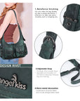 Vintage Multi-Pocket Slouchy Shoulder Bag with Utility Detail