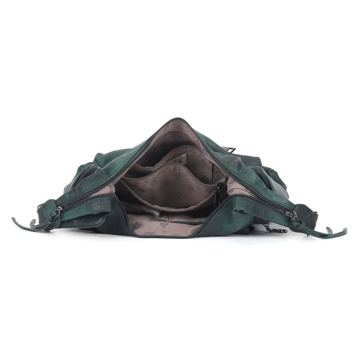 Vintage Multi-Pocket Slouchy Shoulder Bag with Utility Detail
