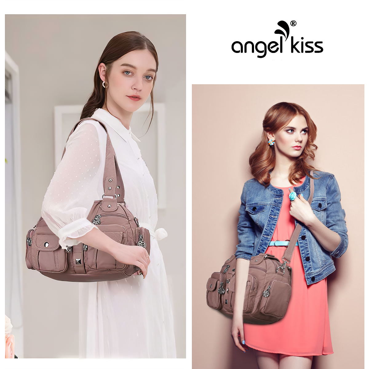 Washed Leather Handbag Unique Style For Women-Angelkiss Bag