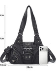 Retro Utility Multi-Pocket Satchel Shoulder-Crossbody Bag