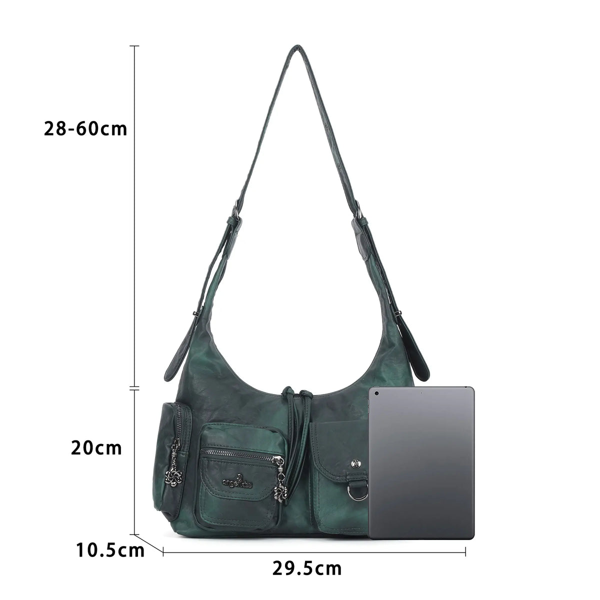 Vintage Multi-Pocket Slouchy Shoulder Bag with Utility Detail