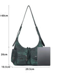 Vintage Multi-Pocket Slouchy Shoulder Bag with Utility Detail