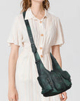Vintage Multi-Pocket Slouchy Shoulder Bag with Utility Detail
