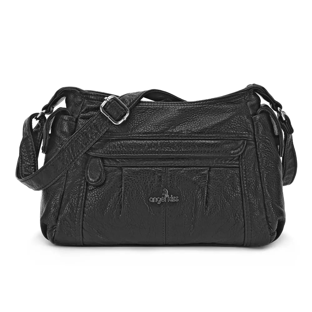 Classic Multi-Pocket Vegan Leather Shoulder Bag – Stylish &amp; Functional