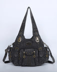 Washed denim vintage PU multi-bag shoulder bag for women