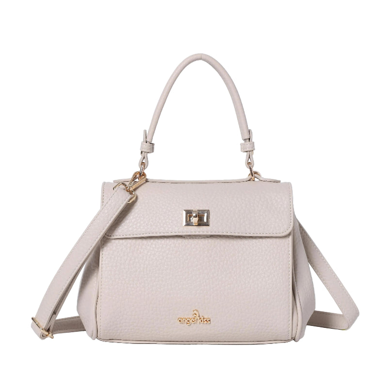 Top Handle Crossbody Bag with Turn-Lock Closure