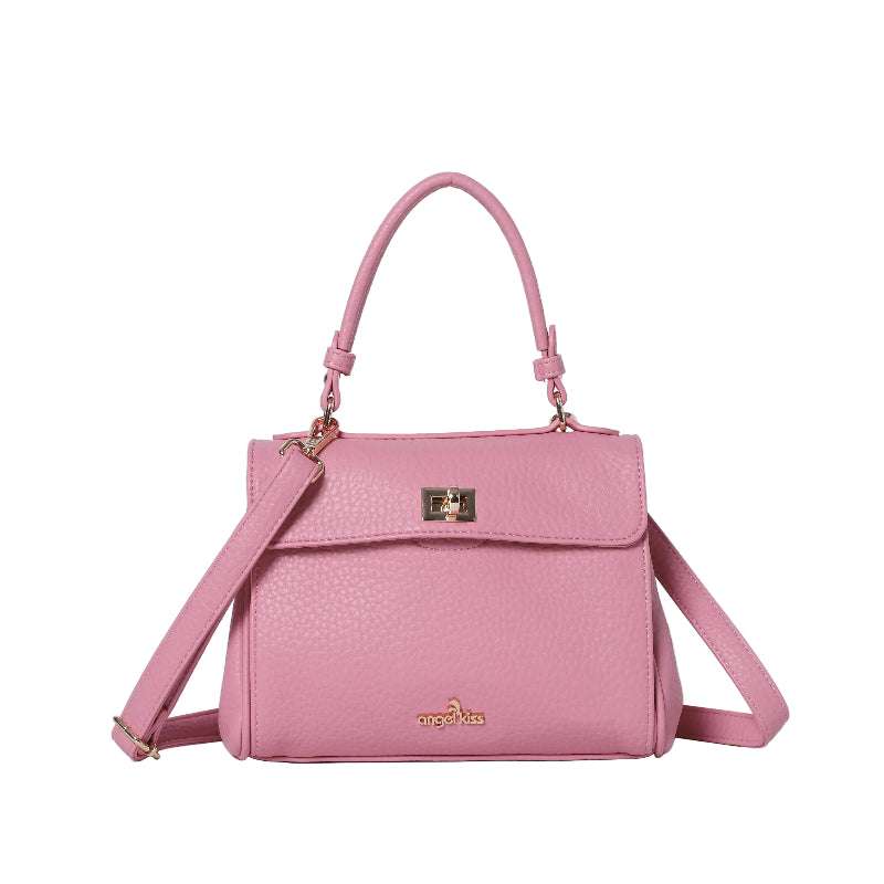 Top Handle Crossbody Bag with Turn-Lock Closure