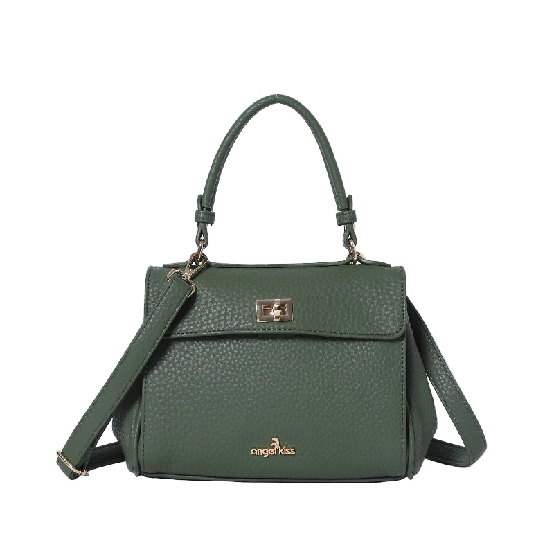 Top Handle Crossbody Bag with Turn-Lock Closure