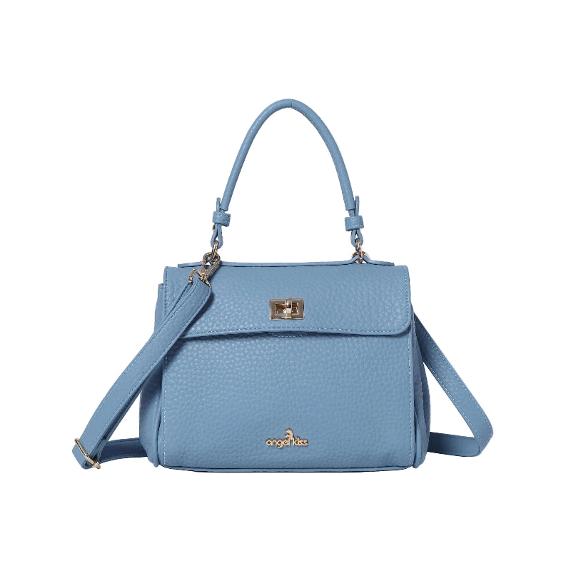 Top Handle Crossbody Bag with Turn-Lock Closure