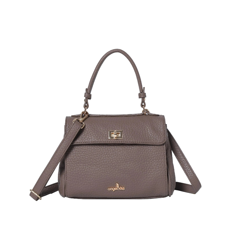 Top Handle Crossbody Bag with Turn-Lock Closure