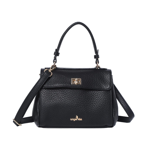 Top Handle Crossbody Bag with Turn-Lock Closure
