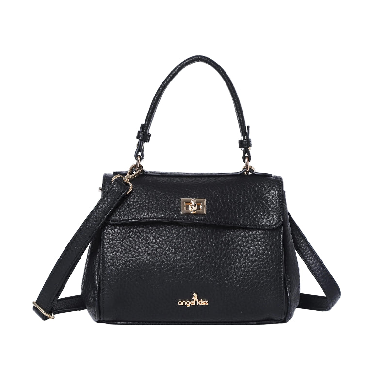 Top Handle Crossbody Bag with Turn-Lock Closure