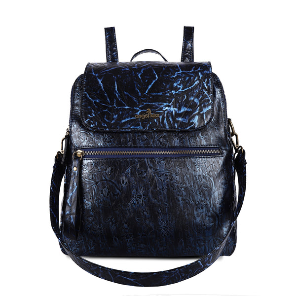 The latest wash water pu leather printed retro backpack
