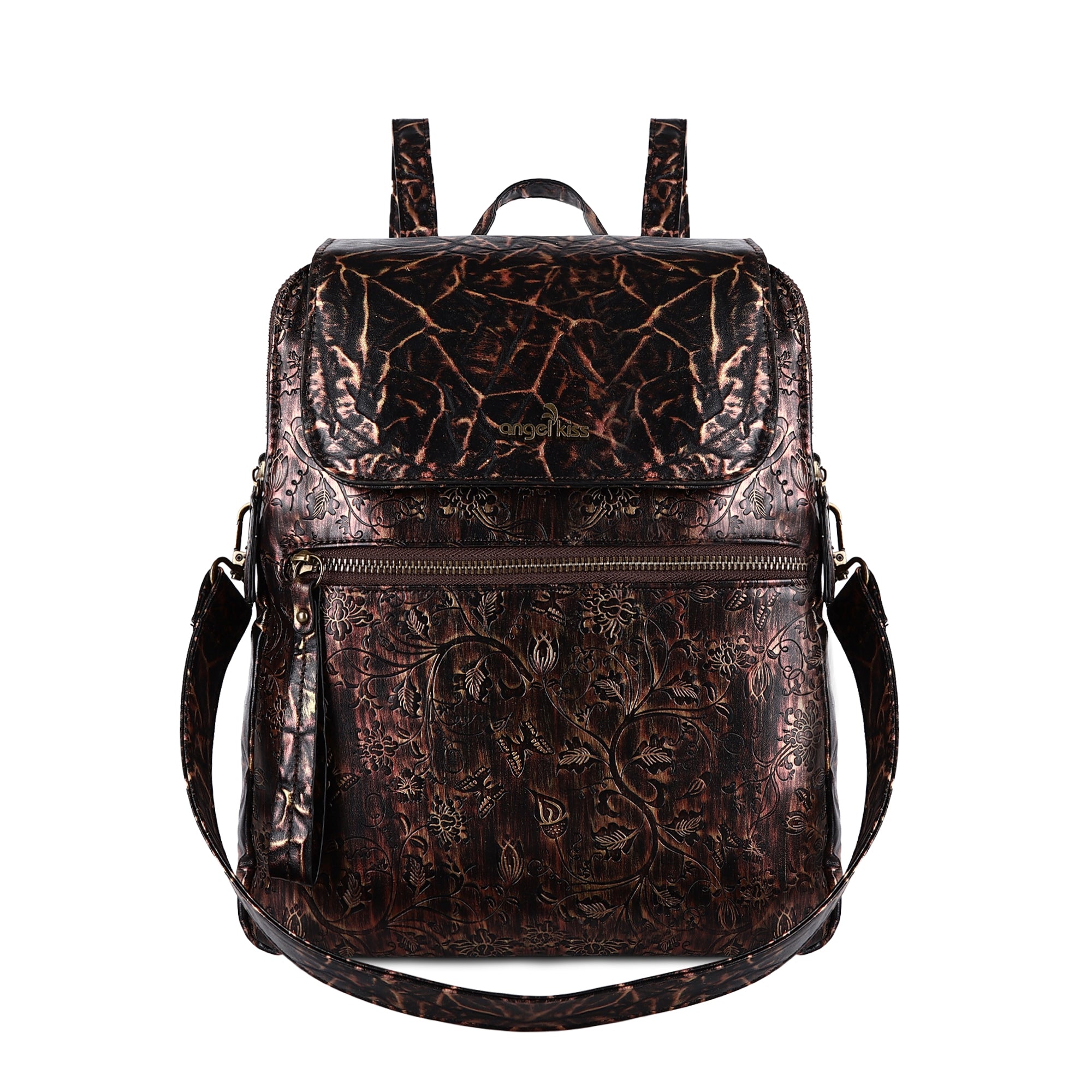 Wash watermark floral vintage backpack