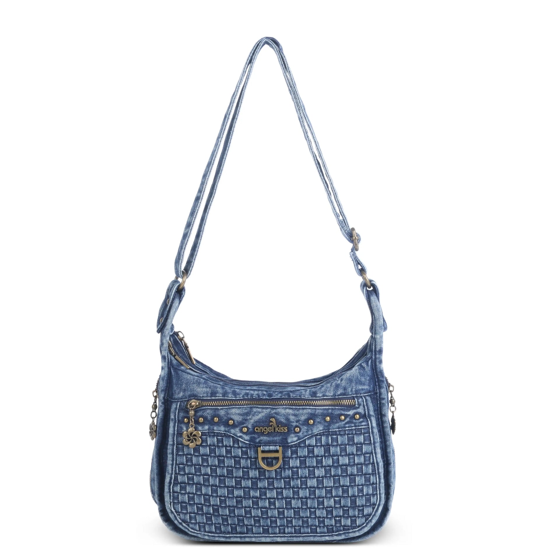 Angelkiss Washed Denim Woven Shoulder Bag – Vintage-Inspired