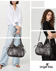 washed Large capacity Daily women Waterproof unique hobo handbag