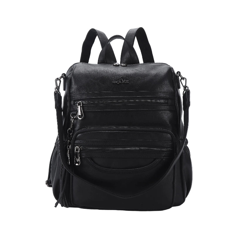 Women's large capacity backpacks for school, pu wash leather