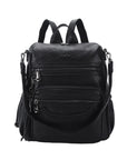 Women's large capacity backpacks for school, pu wash leather