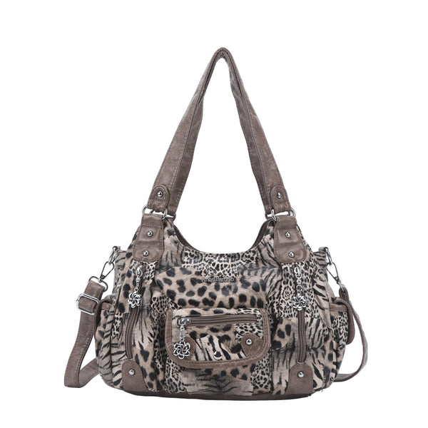 Tie-dye absorbent PU leather shoulder bag for women