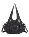 Washed denim vintage PU multi-bag shoulder bag for women