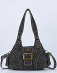 Retro Trend Patchwork Leopard Print Vegan Leather Shoulder Tote Bag