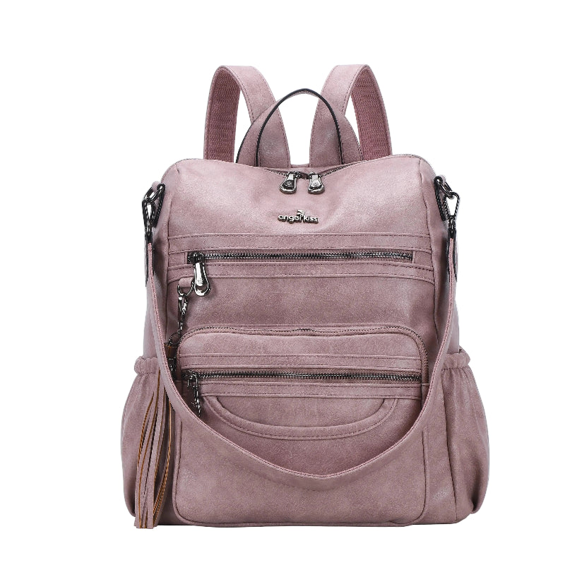 Women's large capacity backpacks for school, pu wash leather