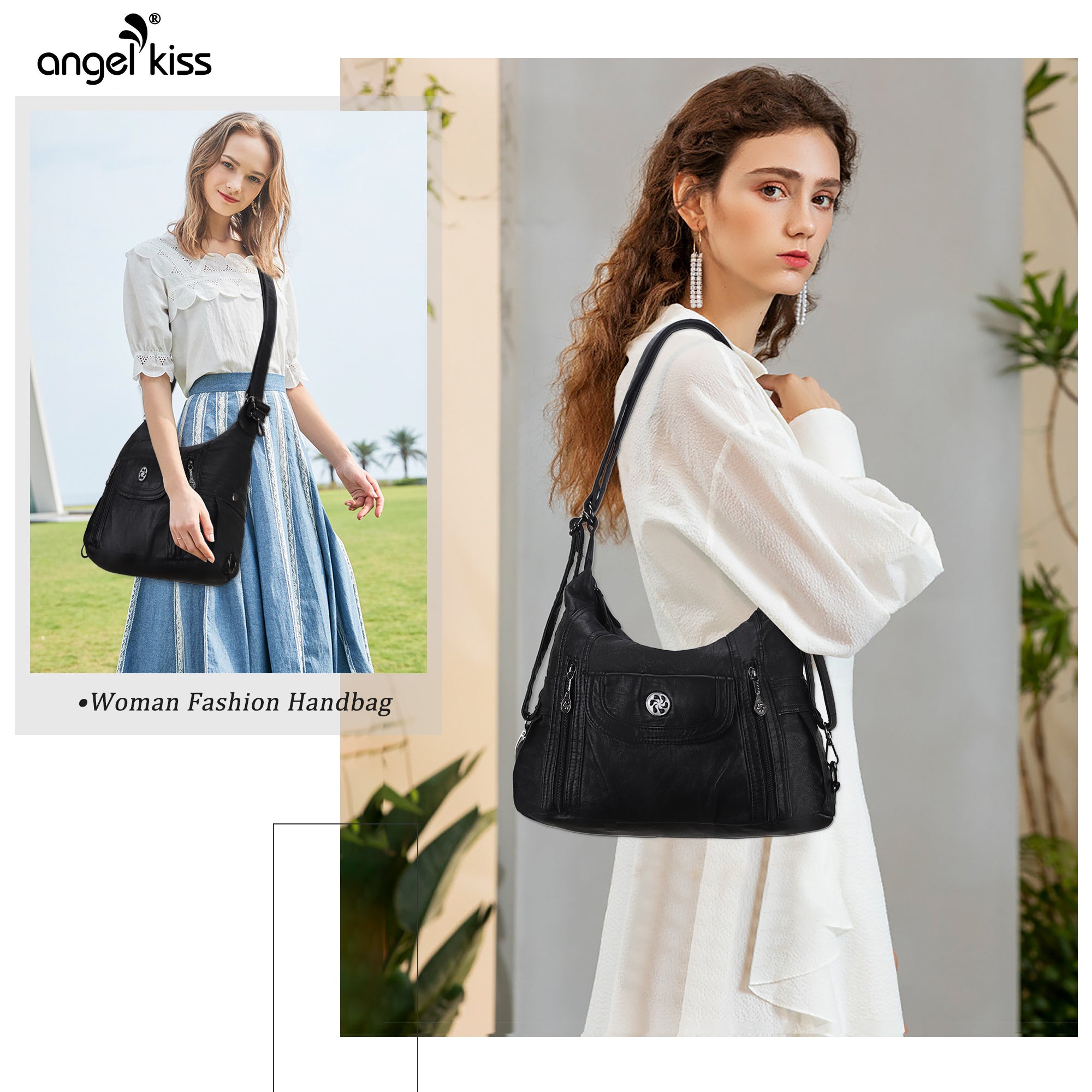 Retro solid color multi-functional traditional design tote bag-Angelkiss Bag