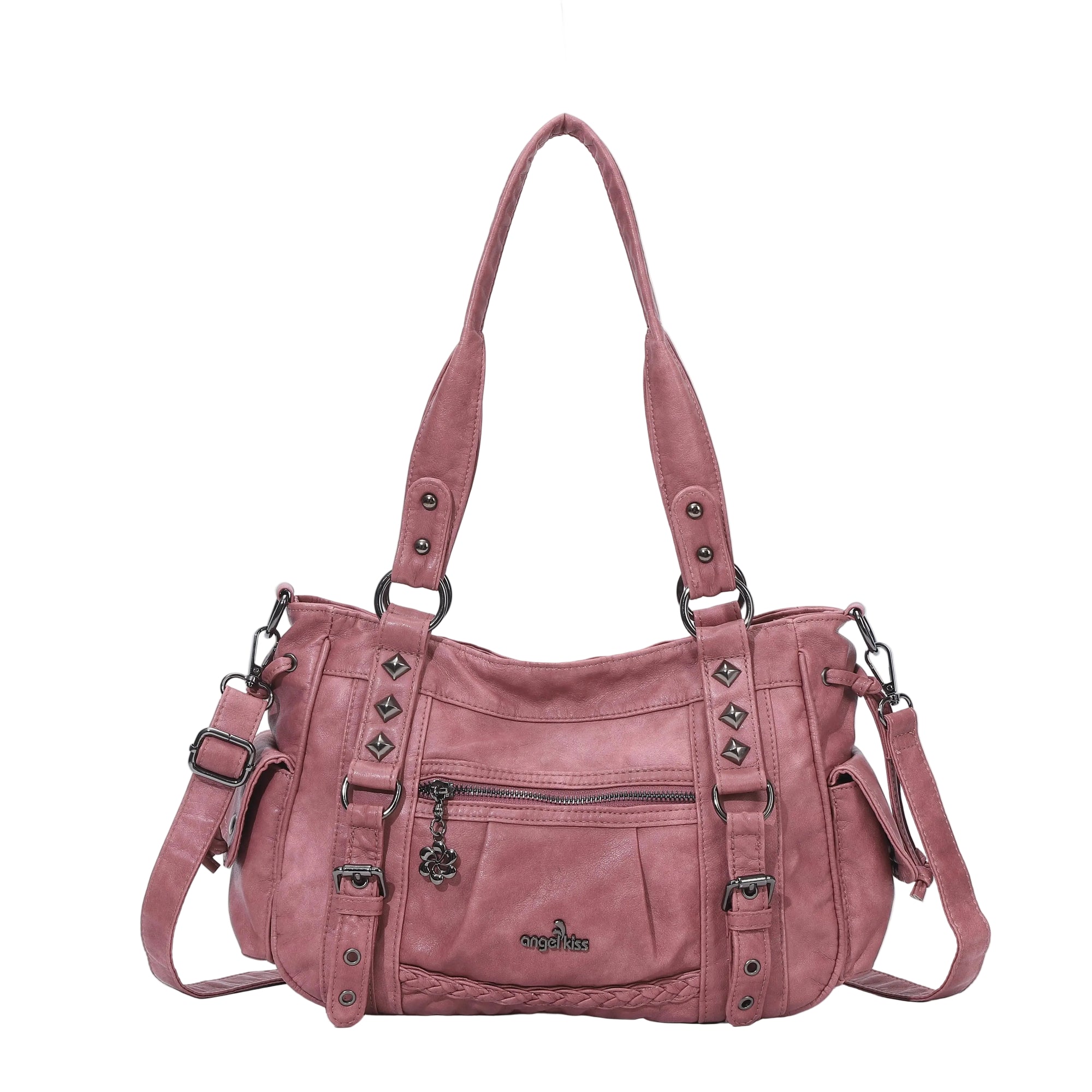 Vintage Studded Vegan Leather Everyday Bag | Custom Hardware