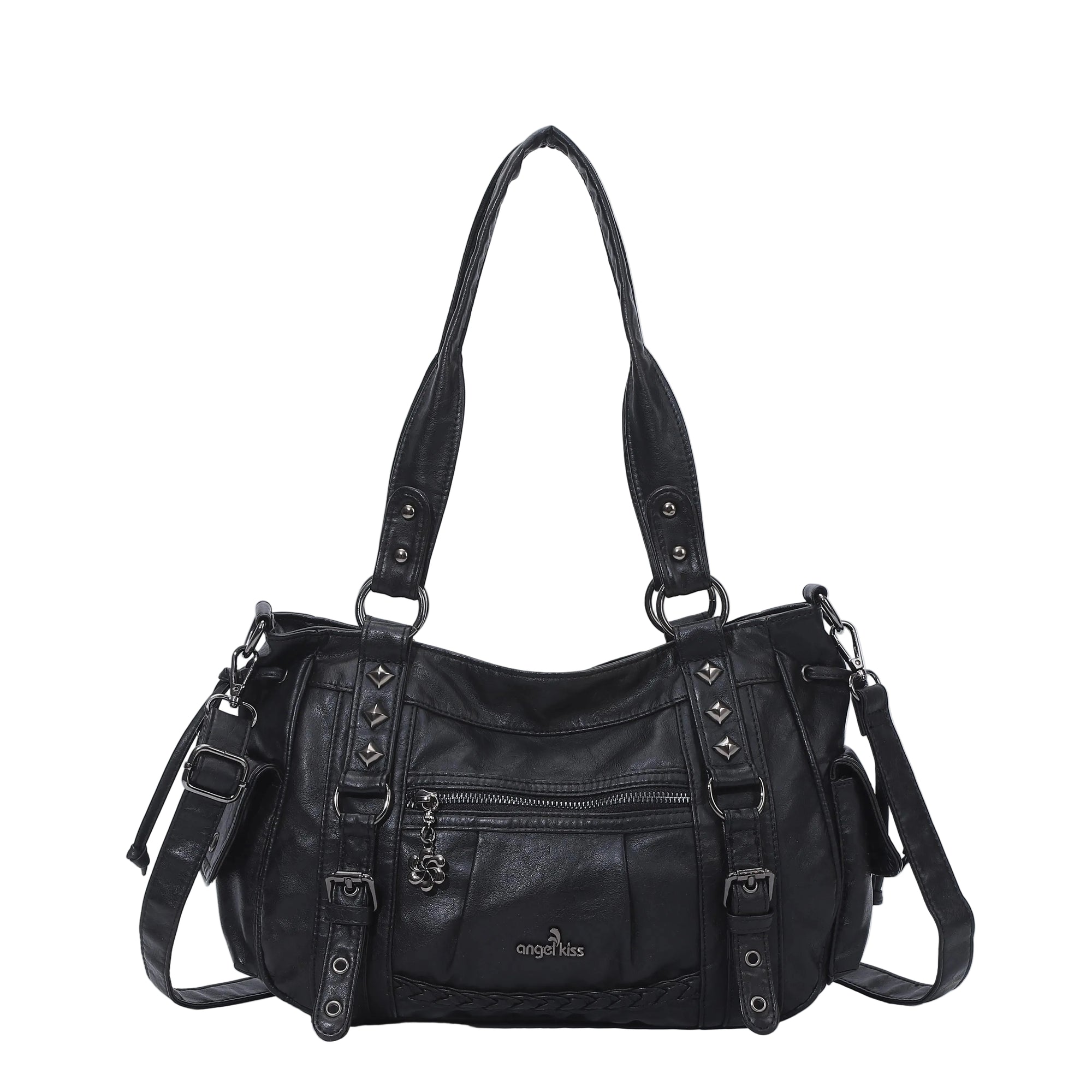 Vintage Studded Vegan Leather Everyday Bag | Custom Hardware