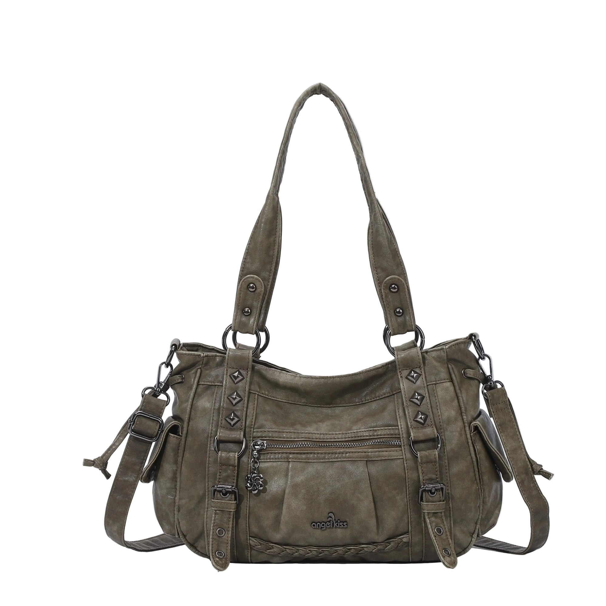 Vintage Studded Vegan Leather Everyday Bag | Custom Hardware