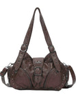 Vintage Washed Multi-Zip Moto Shoulder Bag