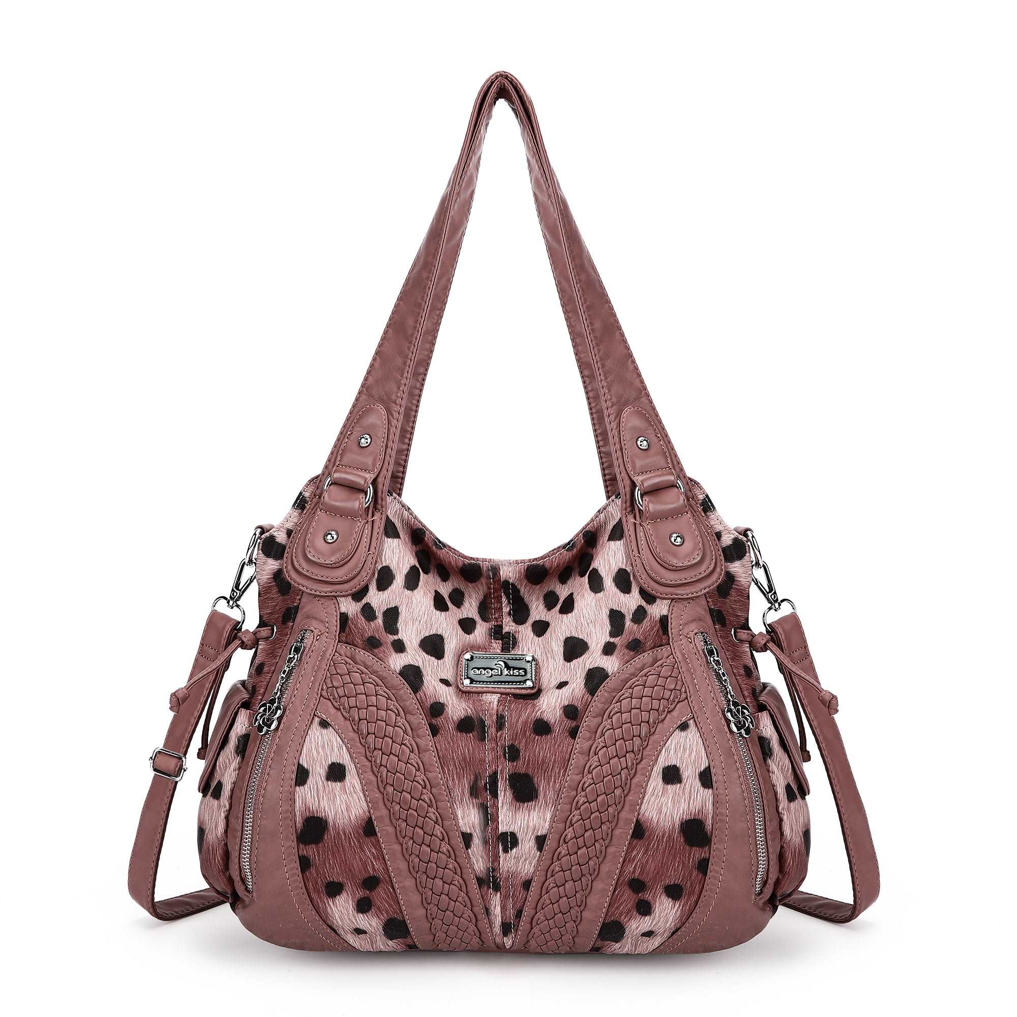 washed Leopard print Daily women Comfort hobo handbag-Angelkiss Bag