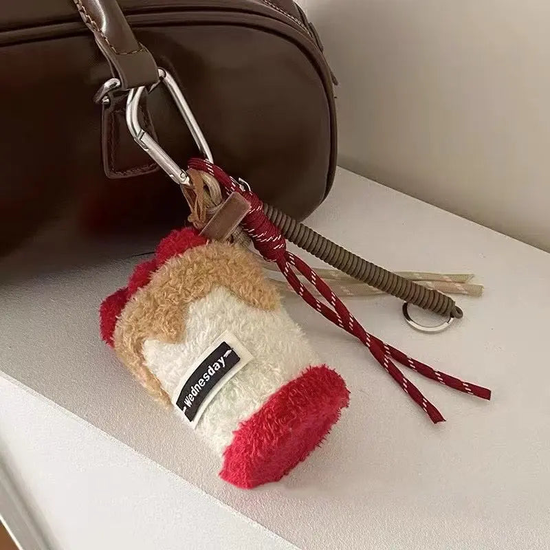 Cute Plush Coffee Cup Keychain