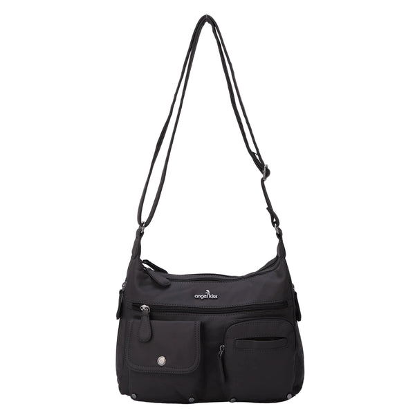 Small Plaid Washed PU Leather Multi-Pocket Crossbody Bag