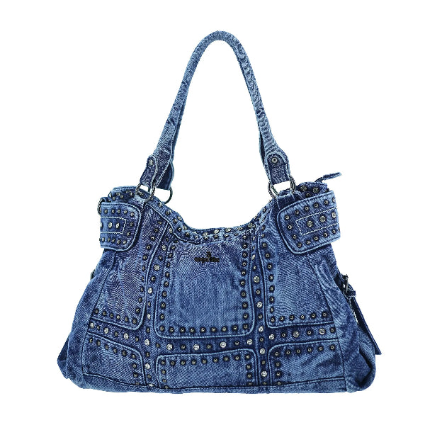 Vintage Denim Rivet Large Capacity Tote Shoulder Bag