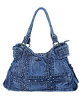Vintage Denim Rivet Large Capacity Tote Shoulder Bag