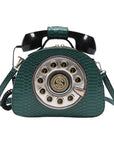 A subtle three-dimensional telephone landline crossbody bag