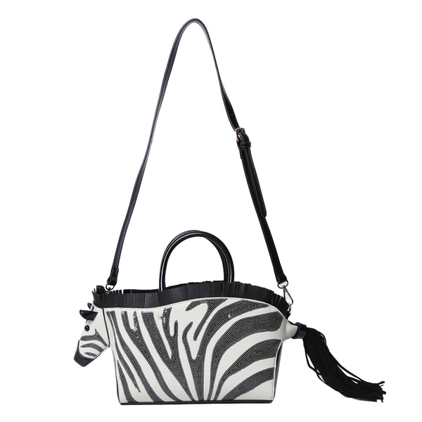 Minimalist art zebra shape tote/crossbody bag