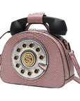 A subtle three-dimensional telephone landline crossbody bag