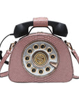 A subtle three-dimensional telephone landline crossbody bag