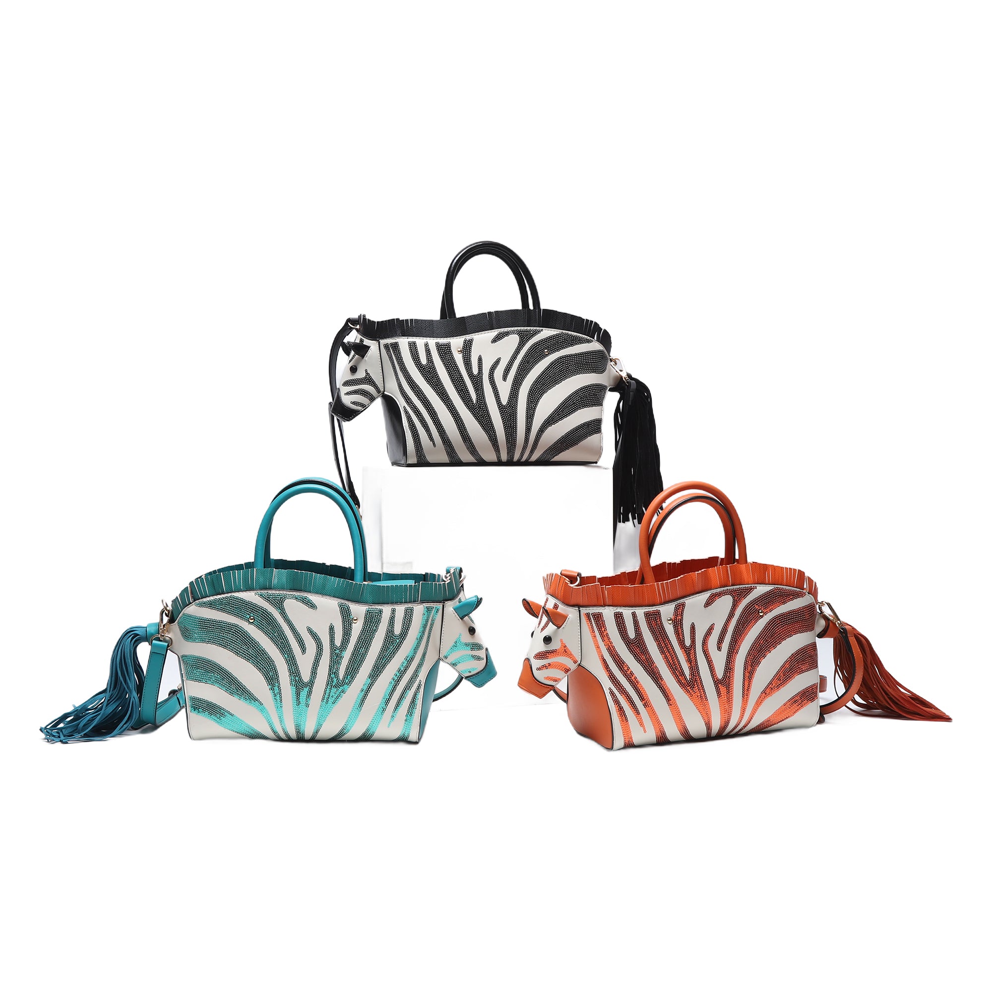 Minimalist art zebra shape tote/crossbody bag