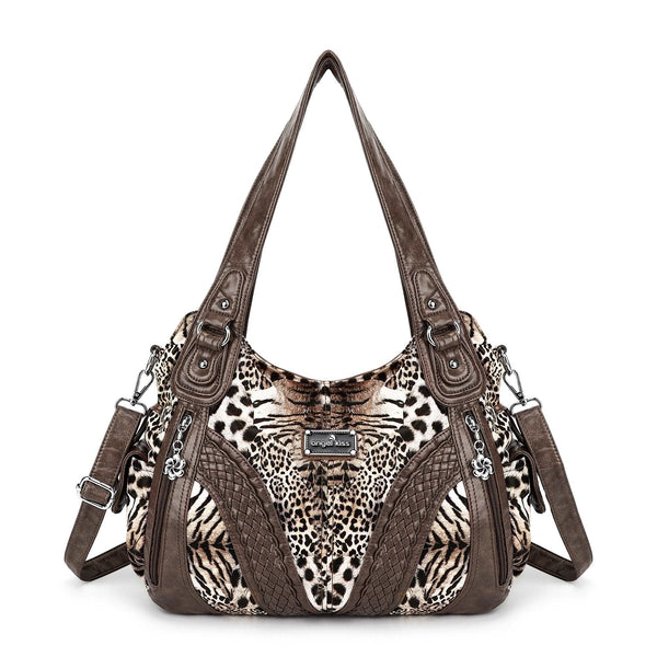 washed Leopard print Daily women Comfort hobo handbag