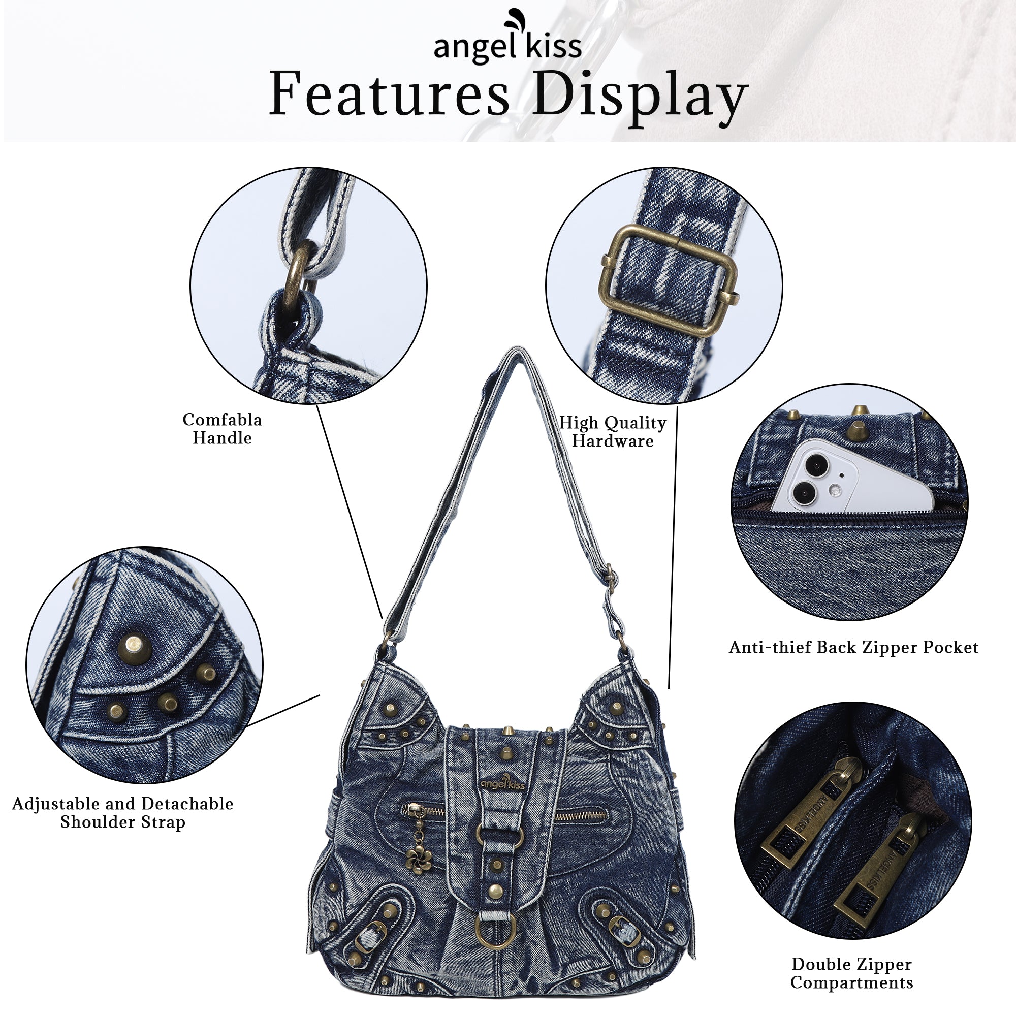 Age Factory ポリエステル製バッグ フリーサイズ Ladies Personality Chic Vintage Backpack Satchel Shoulder Bag